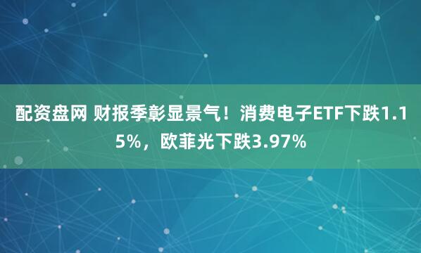 配资盘网 财报季彰显景气！消费电子ETF下跌1.15%，欧菲光下跌3.97%